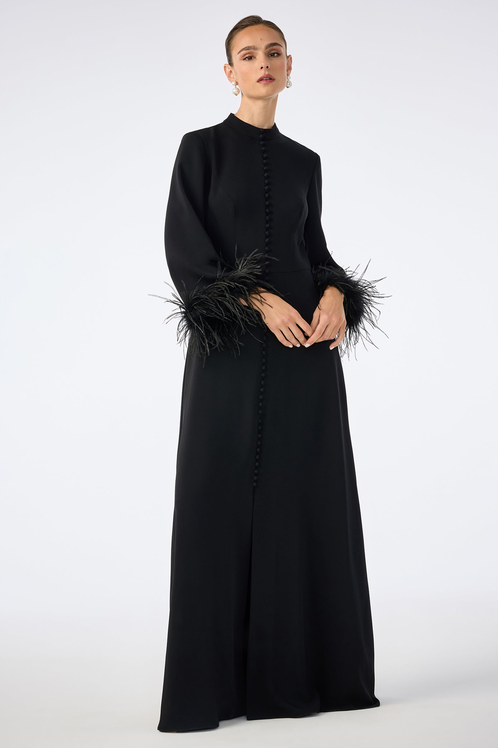 Montmartre Feather-Cuff Maxi Dress
