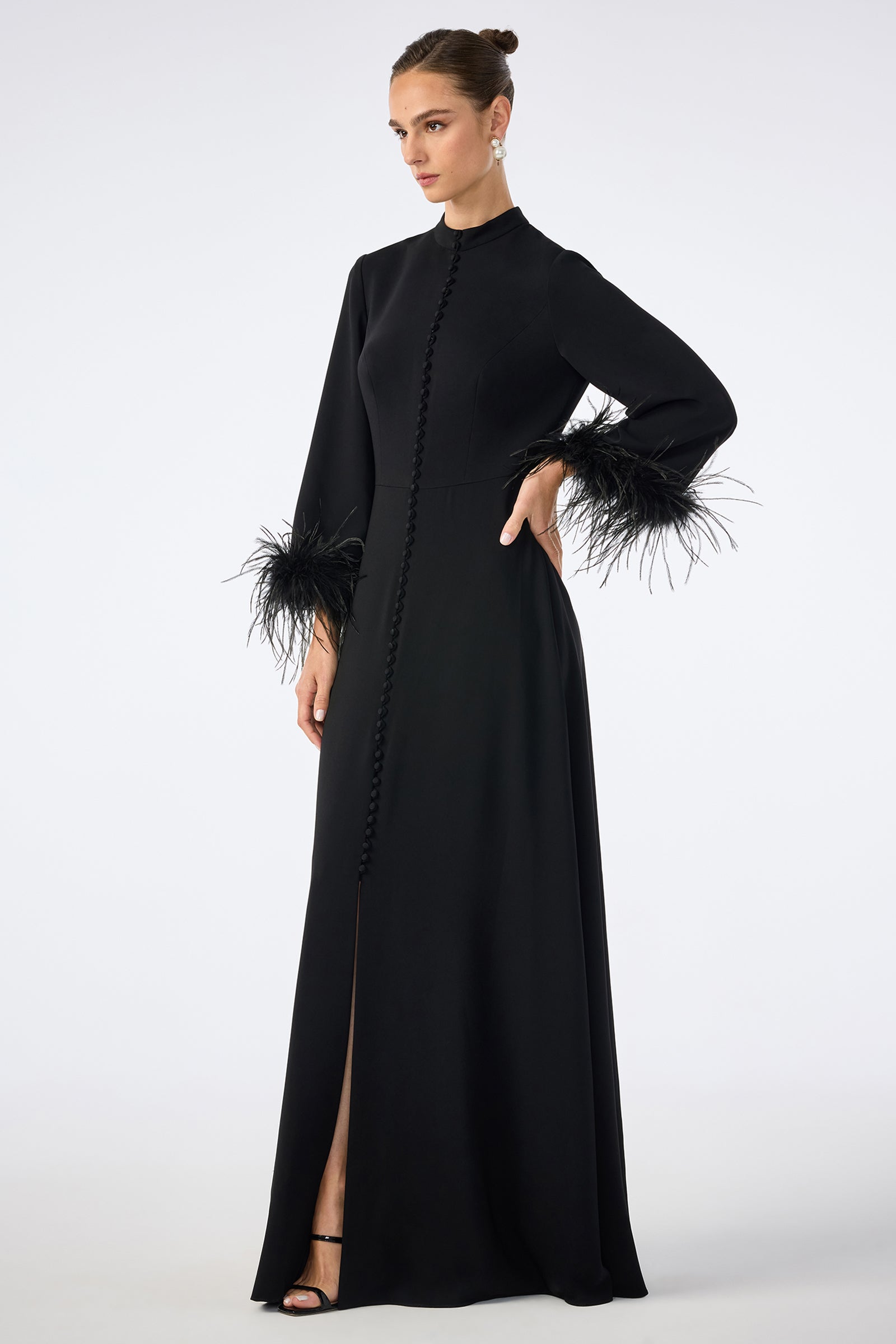 Montmartre Feather-Cuff Maxi Dress