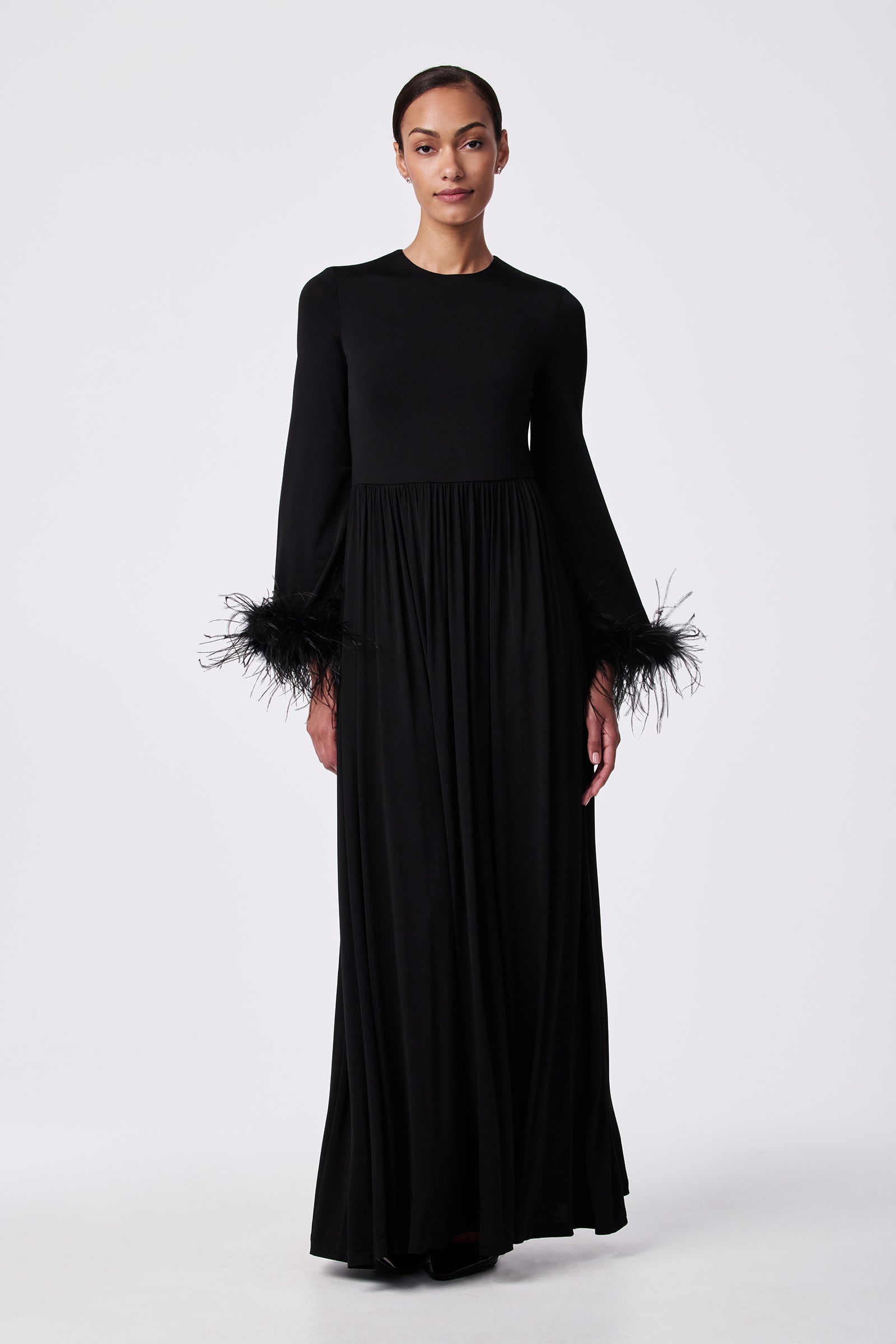 Orla Feather-Cuff Maxi Dress