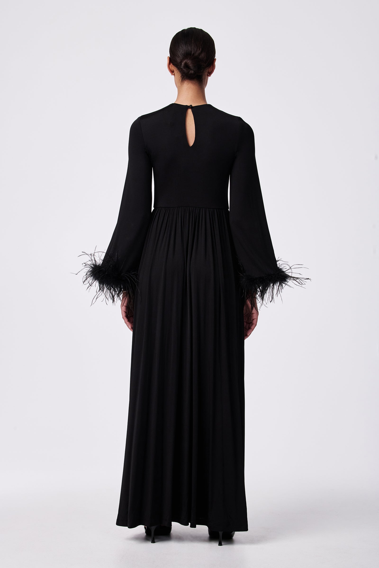 Orla Feather-Cuff Maxi Dress