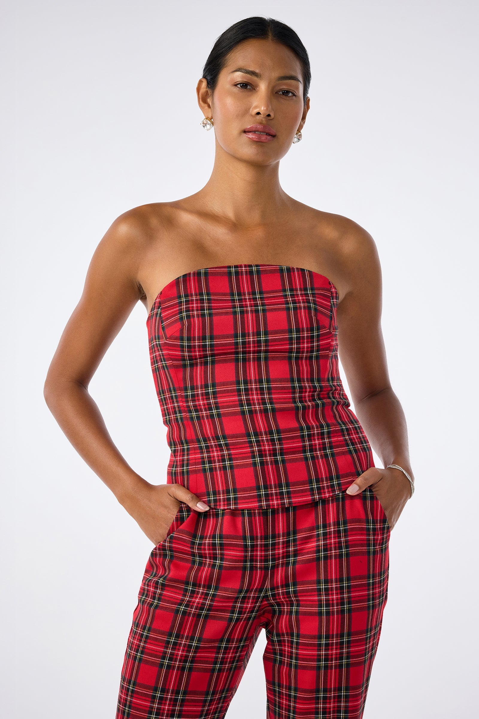 Arden Strapless Tartan Top