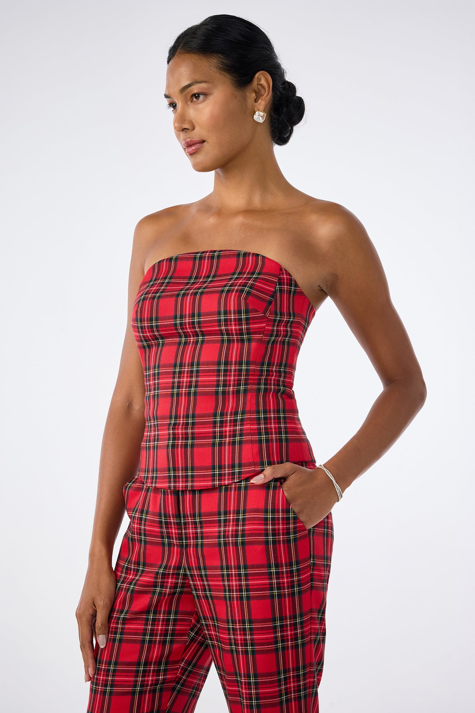 Arden Strapless Tartan Top