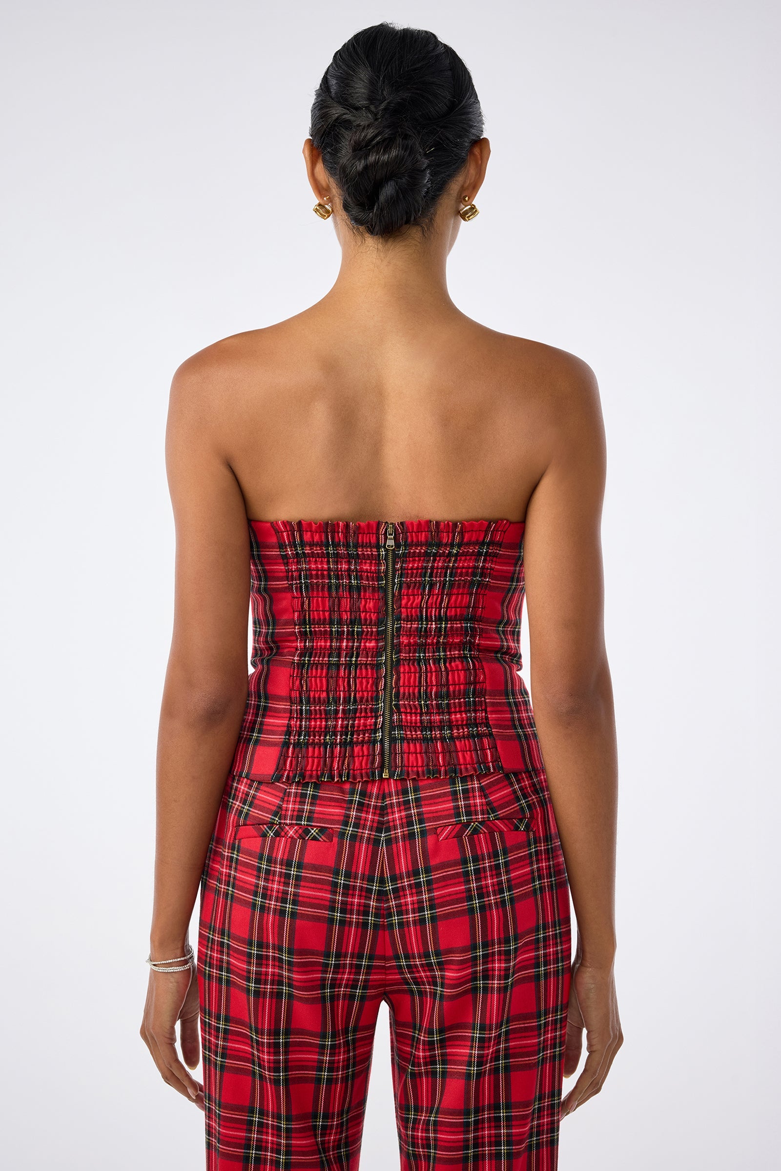 Arden Strapless Tartan Top