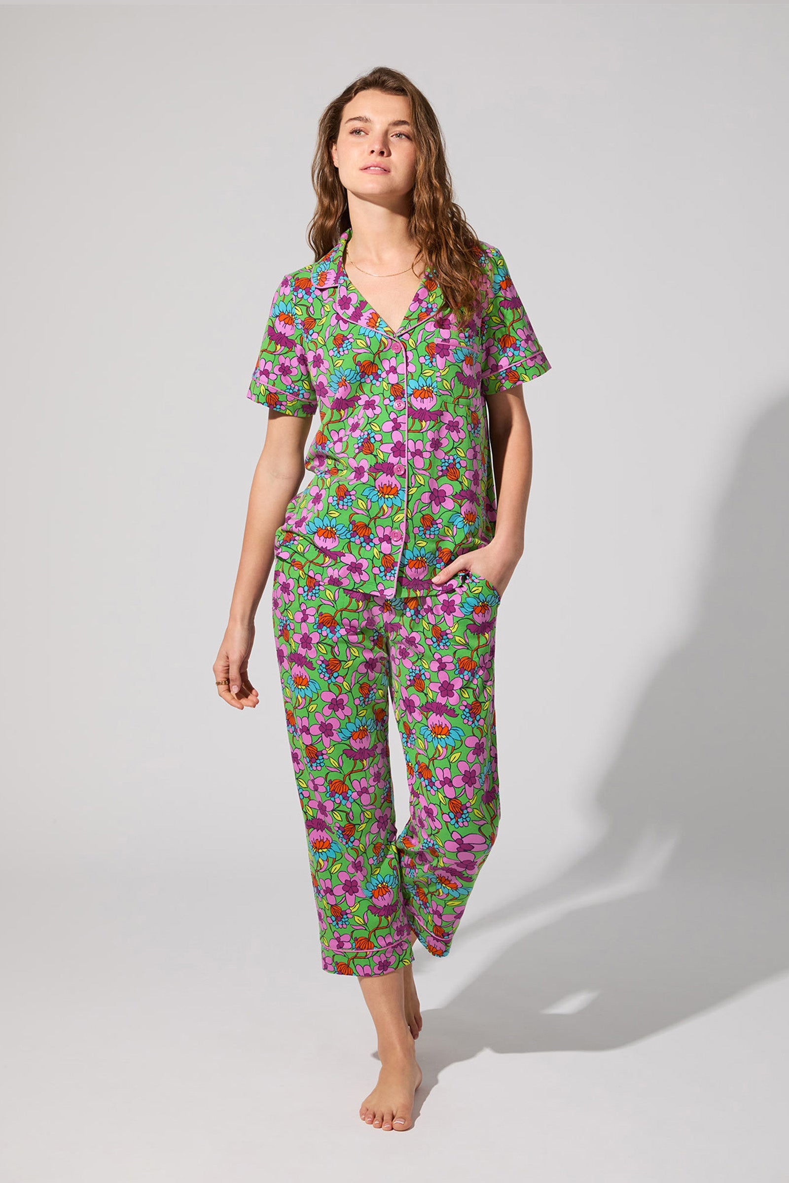 Crop PJ Set - Garden Floral