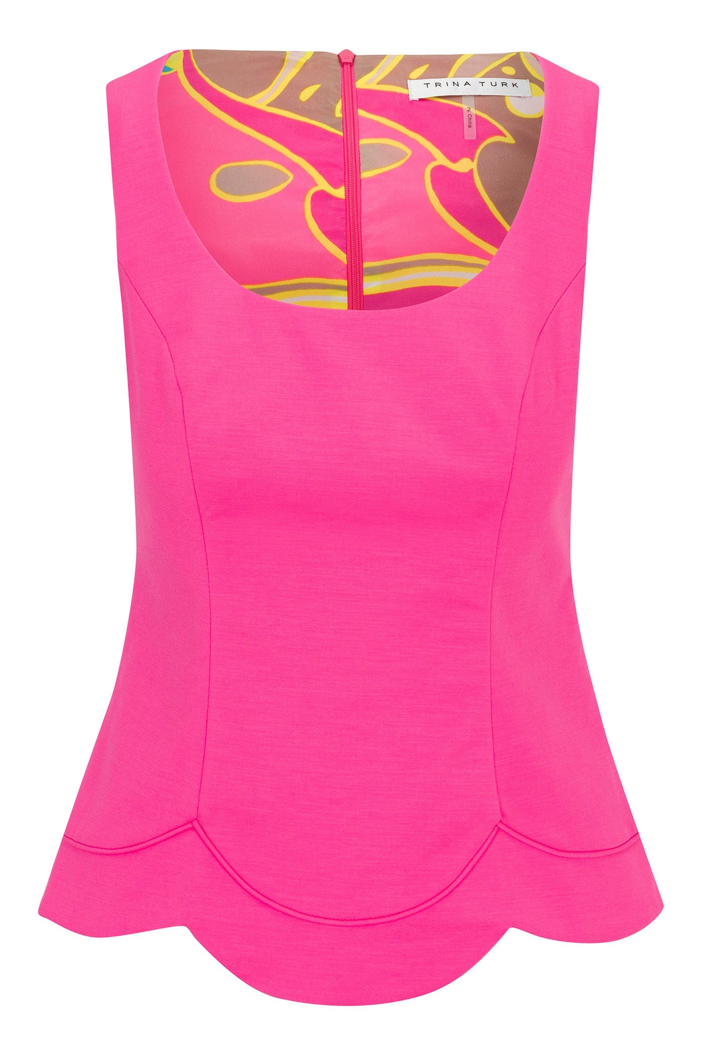 Forehand Sleeveless Scallop-Hem Top - Solid Suiting