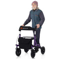 Foldable Rolling Walker With 95Quot All Terrain Pneumatic Wheel Heavy Duty Height Adjustable Rollator Walker With Seat For Seniors
