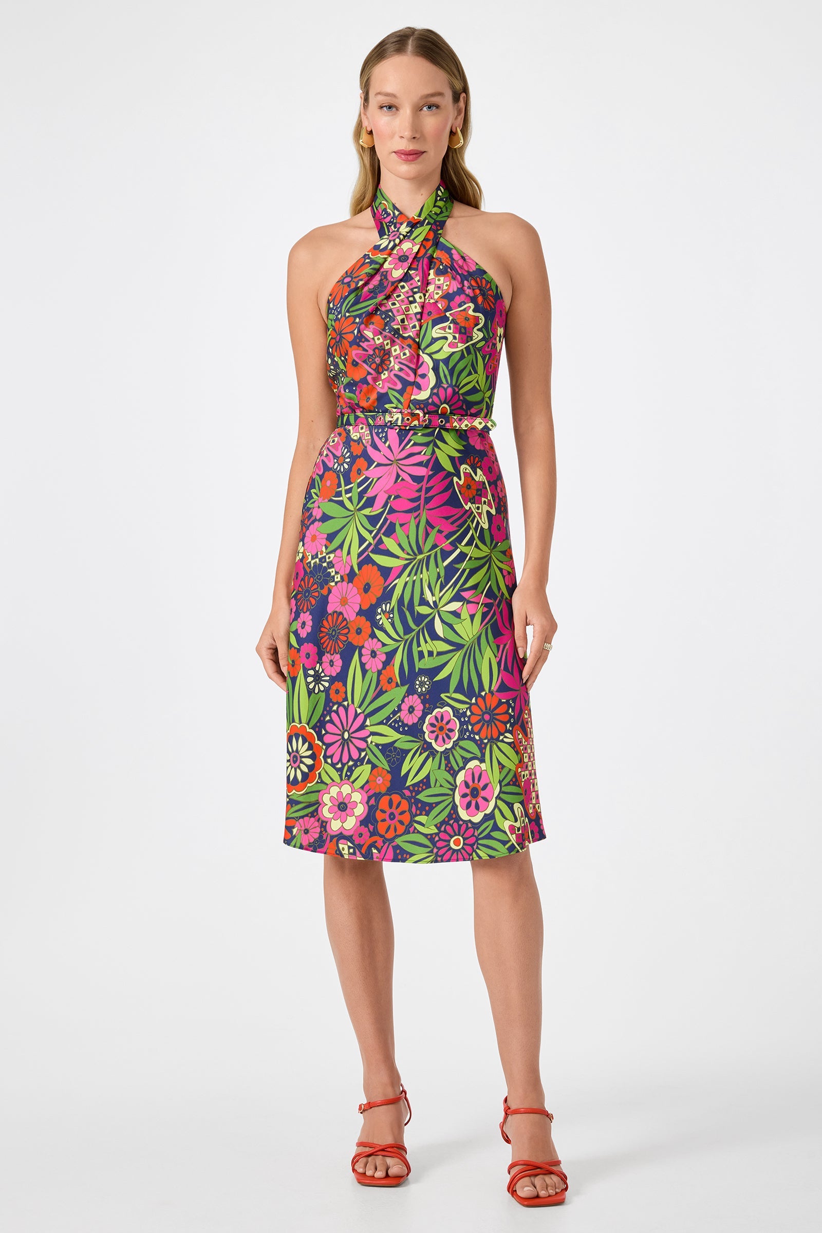 Muri Cross-Halter Midi Dress - Fumi Floral