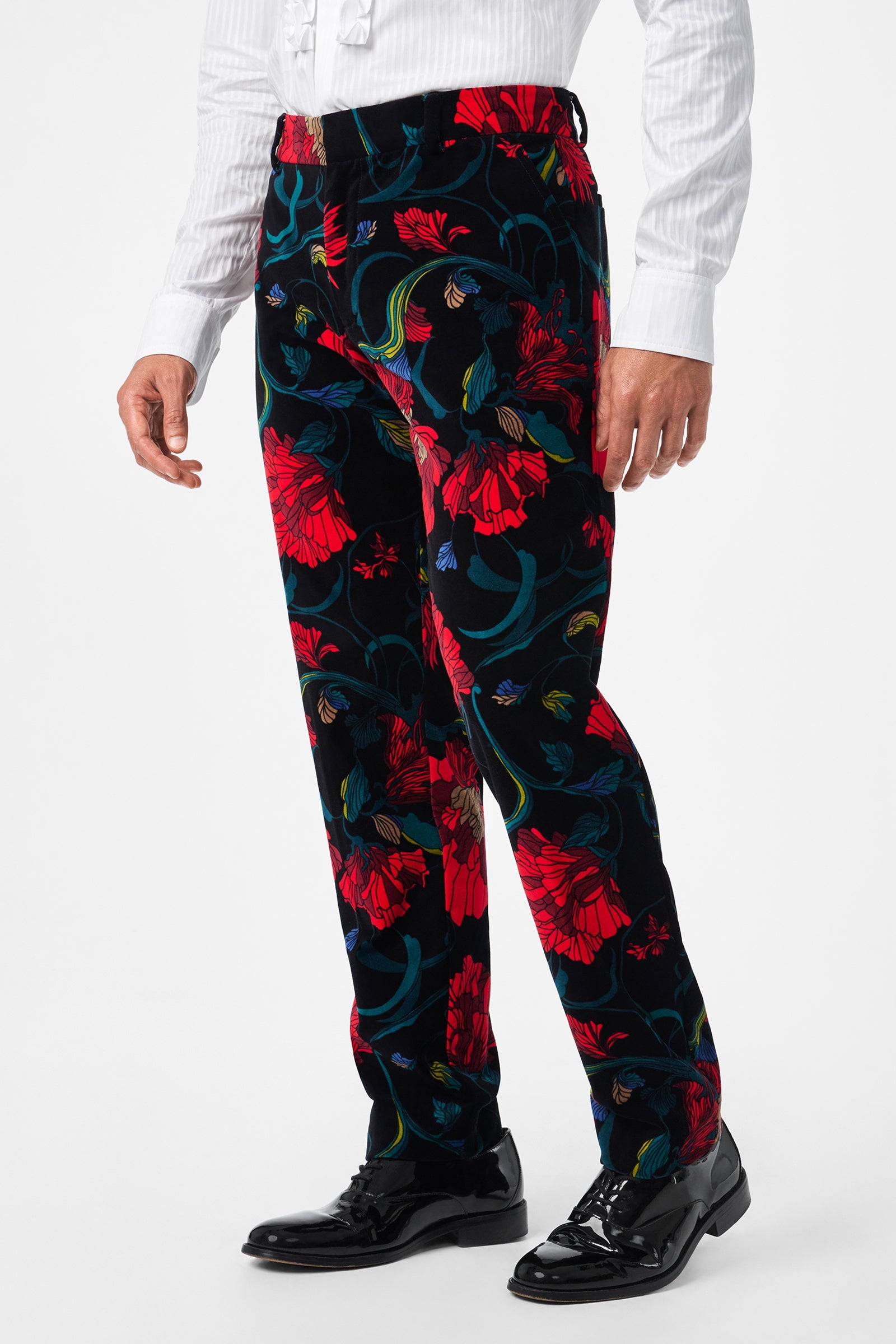 Clyde Slim Printed Velvet Trouser