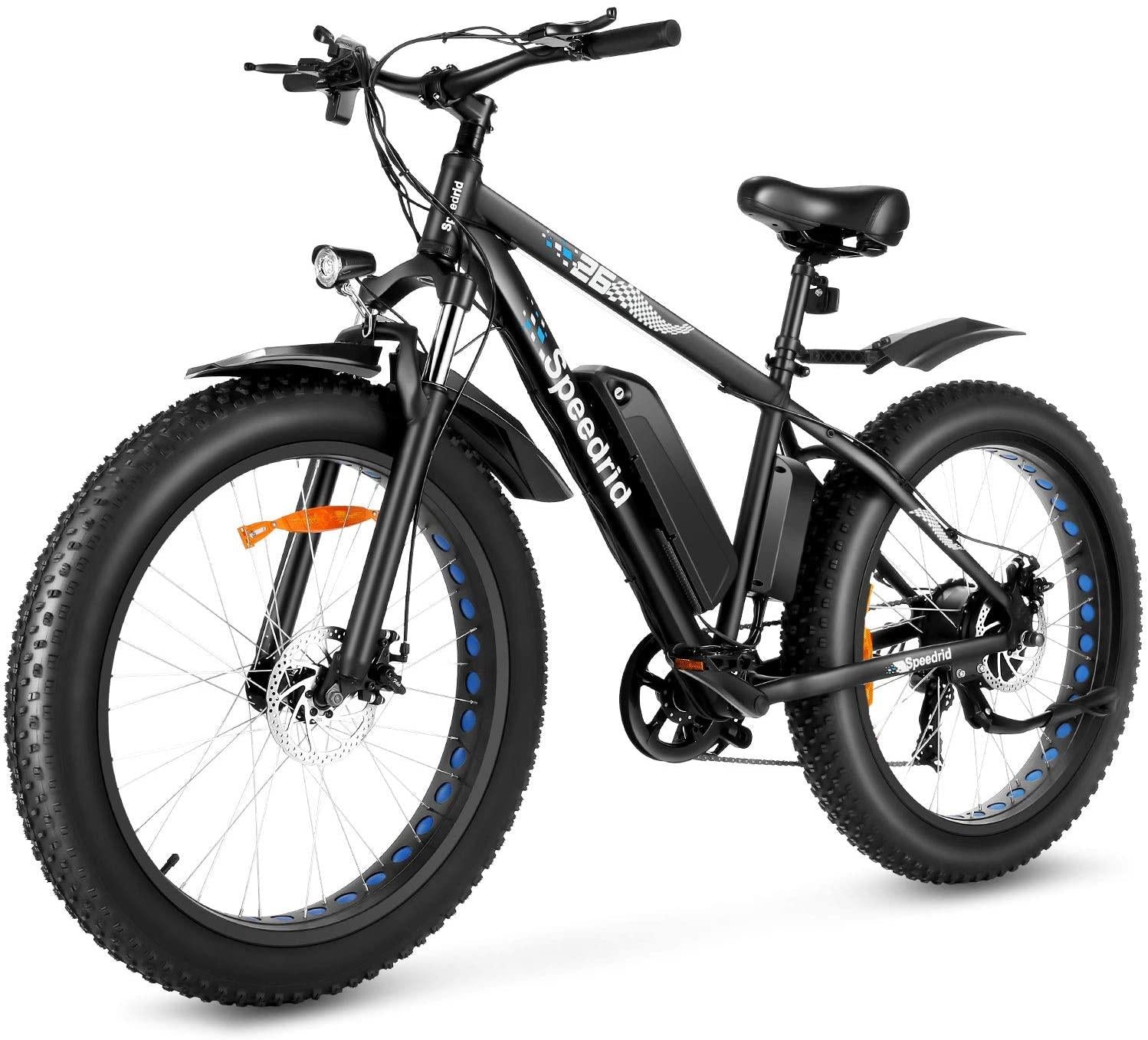 Speedrid Electric Bike 48V 500W Fat Tire Electric Bike Snow Bike 26" × 4.0, 48V 10Ah Removable Battery and Professional 7 Speed