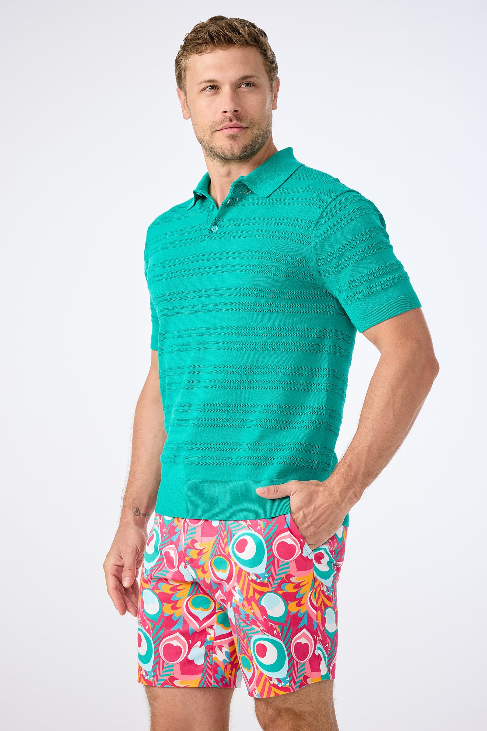 Edison Short-Sleeve Striped Polo