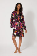Long-Sleeve Silk Robe - Fall Floral
