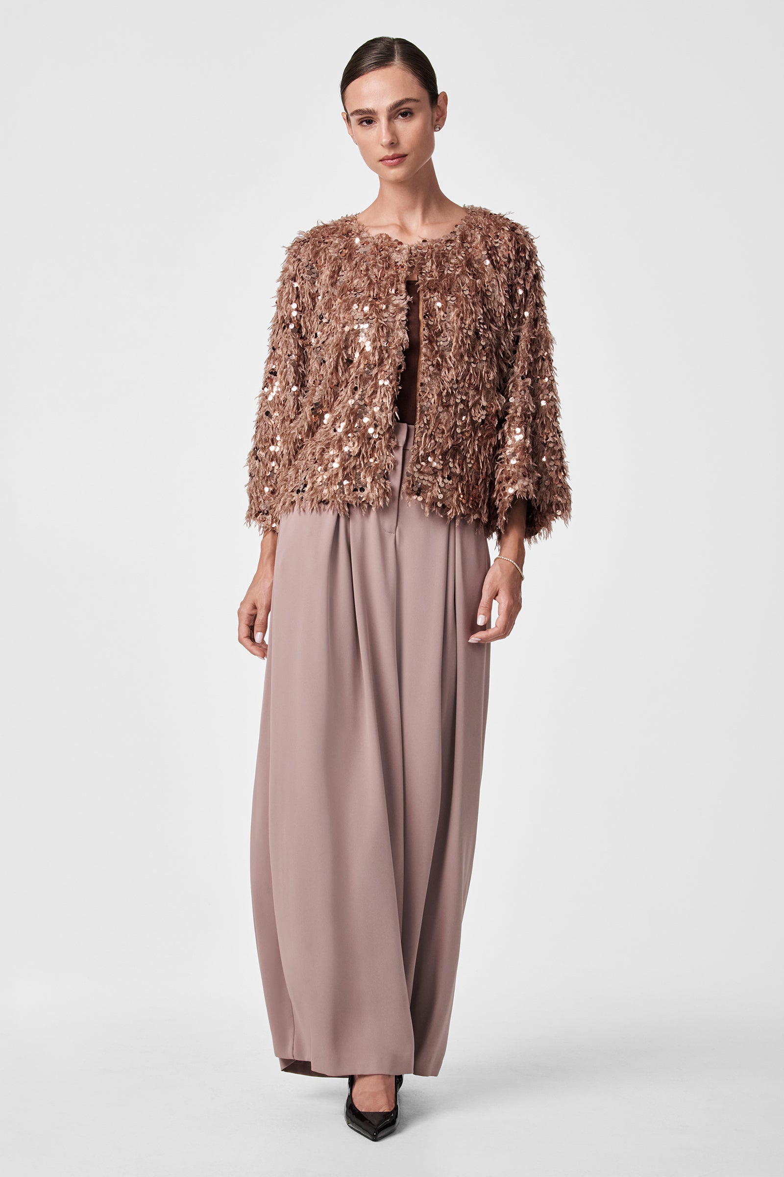 Oller Cropped Faux Fur Coat