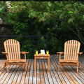 3 Pcs Slatted Design Wooden Adirondack Chair Set With Side Table Amp 2 Folding Lounger Chairs - High Quality Set For Everyday Use