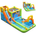 8 In 1 Giant Water Park Bounce House Inflatable Water Slide With Trampoline Climbing Wall Splash Pool Water Amp Sprinker