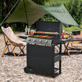 SEGMART 4 Burner BBQ Propane Gas Grill, Stainless Steel 34,200 BTU Patio Garden Barbecue Grill with Two Foldable Shelves &amp; Thermometer, Perfect for Camping, Outdoor Cooking
