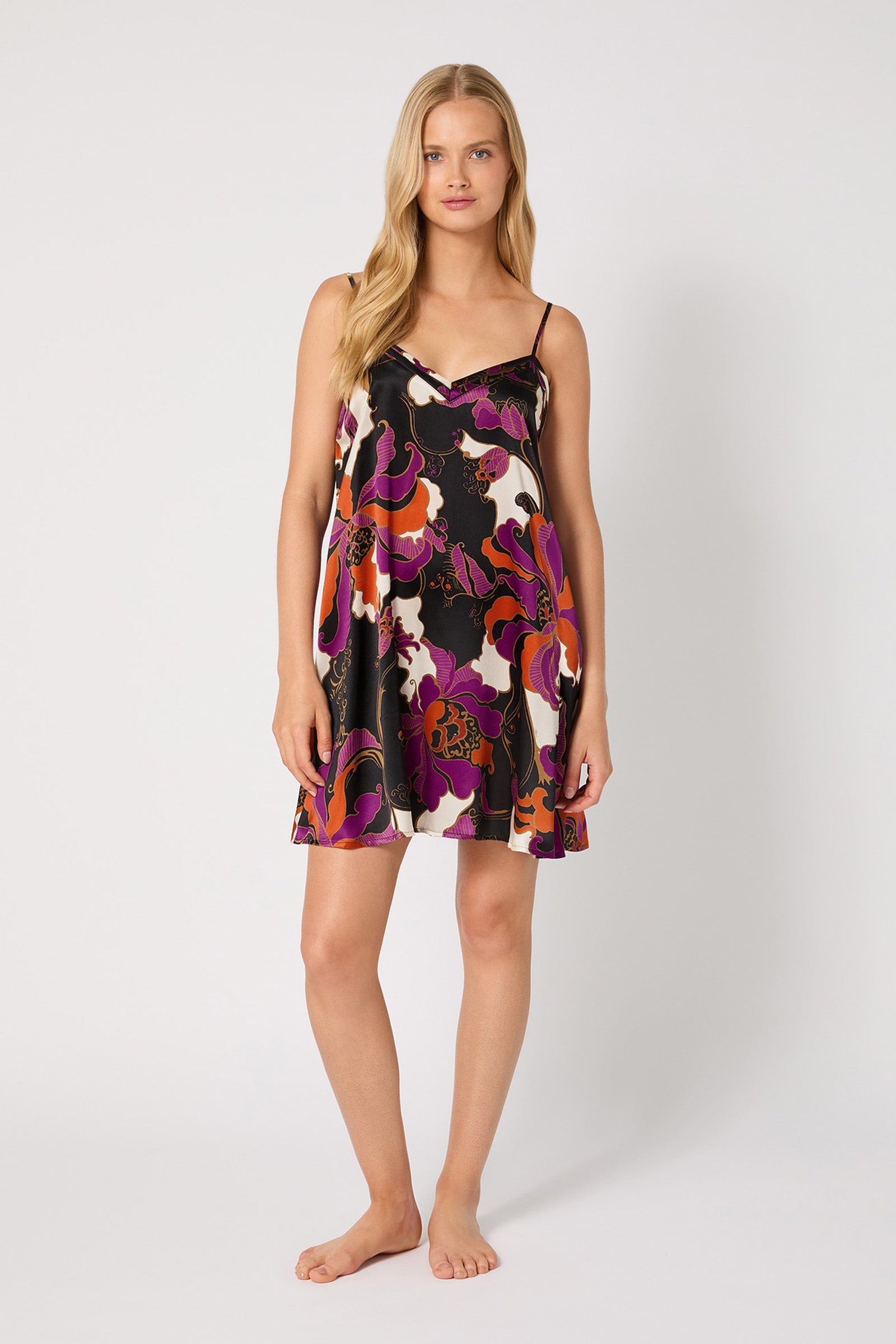 Silk Chemise Nightgown - Fall Floral