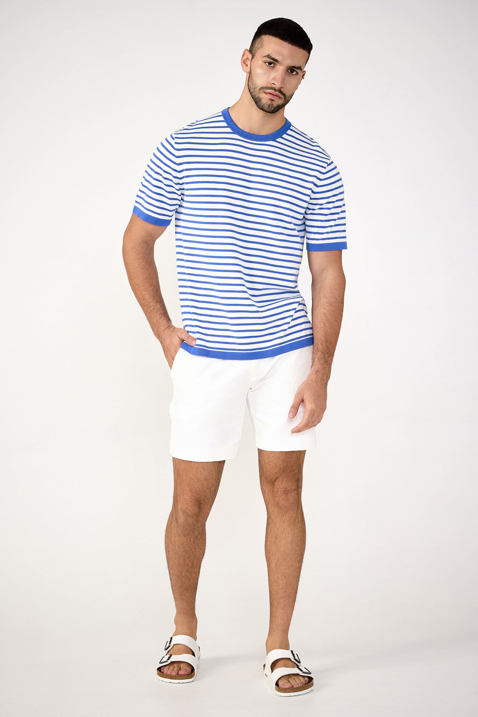 Giovanni Stripe Short-Sleeve Pullover
