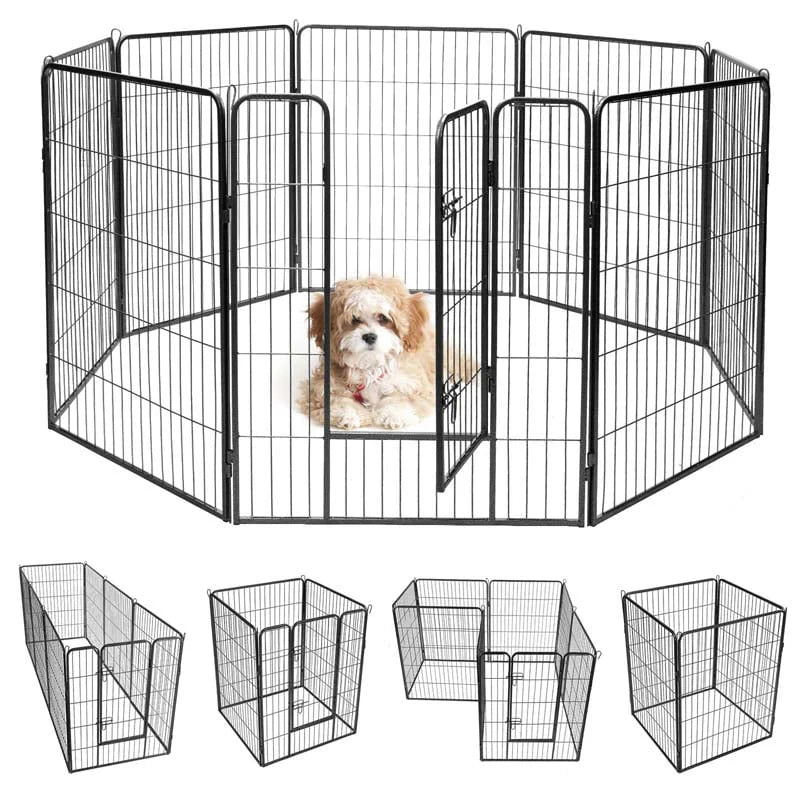 40Quot 168 Panel Pet Playpen With Door Foldable Dog Exercise Pen Metal Dog Puppy Cat Fence Barrier Kennel