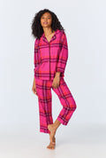 Aurora Plaid Women's 3/4-Sleeve Cropped Pant Flannel PJ Set