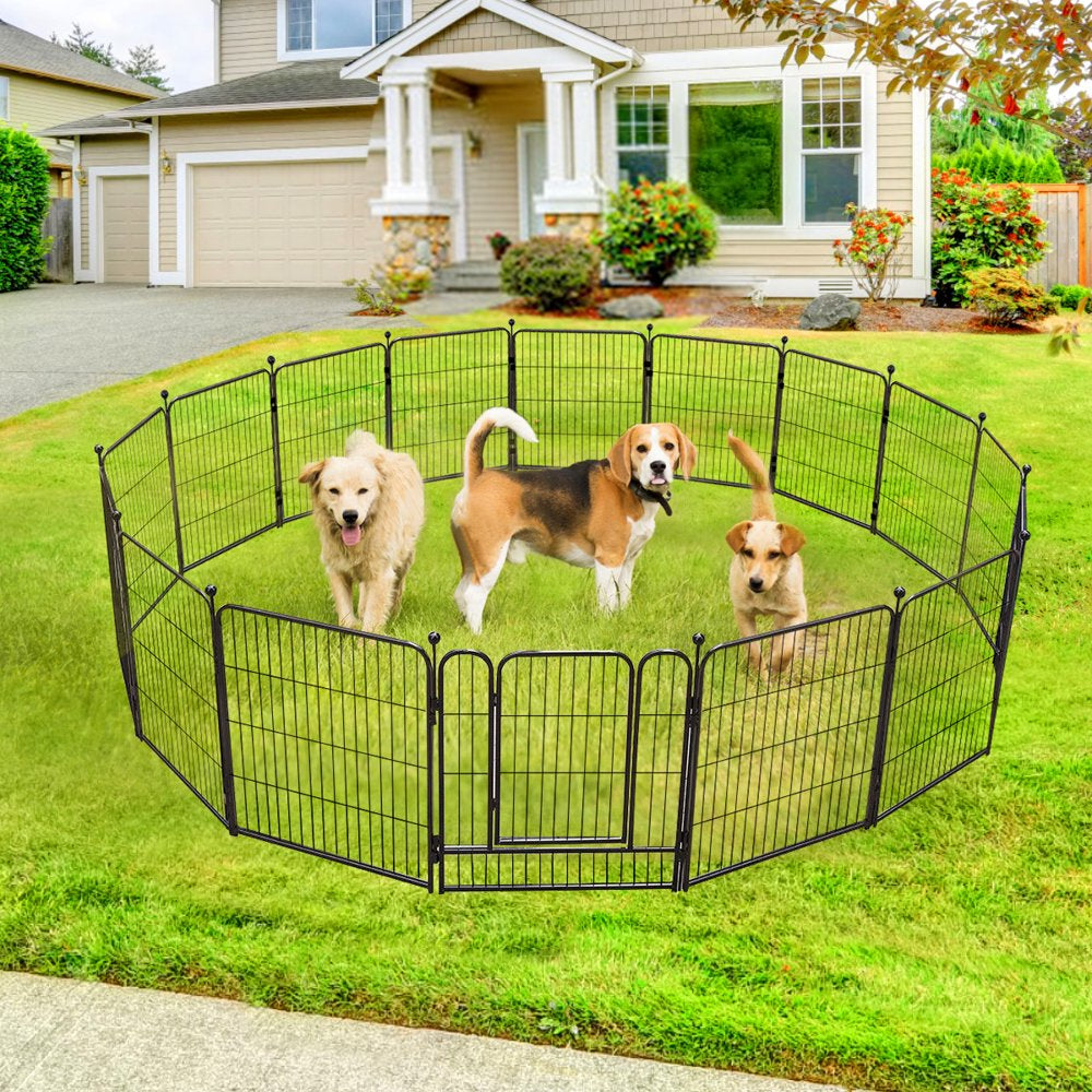 PawGiant Metal Dog Exercise Playpen Fence for Indoor &amp; Outdoor, 16 Panels &amp; 32'' Height