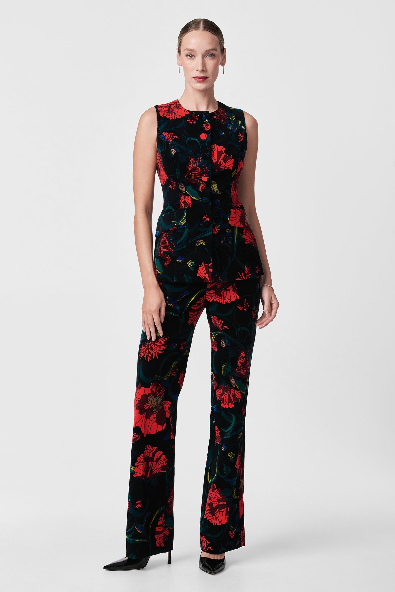Kary Printed Velvet Vest