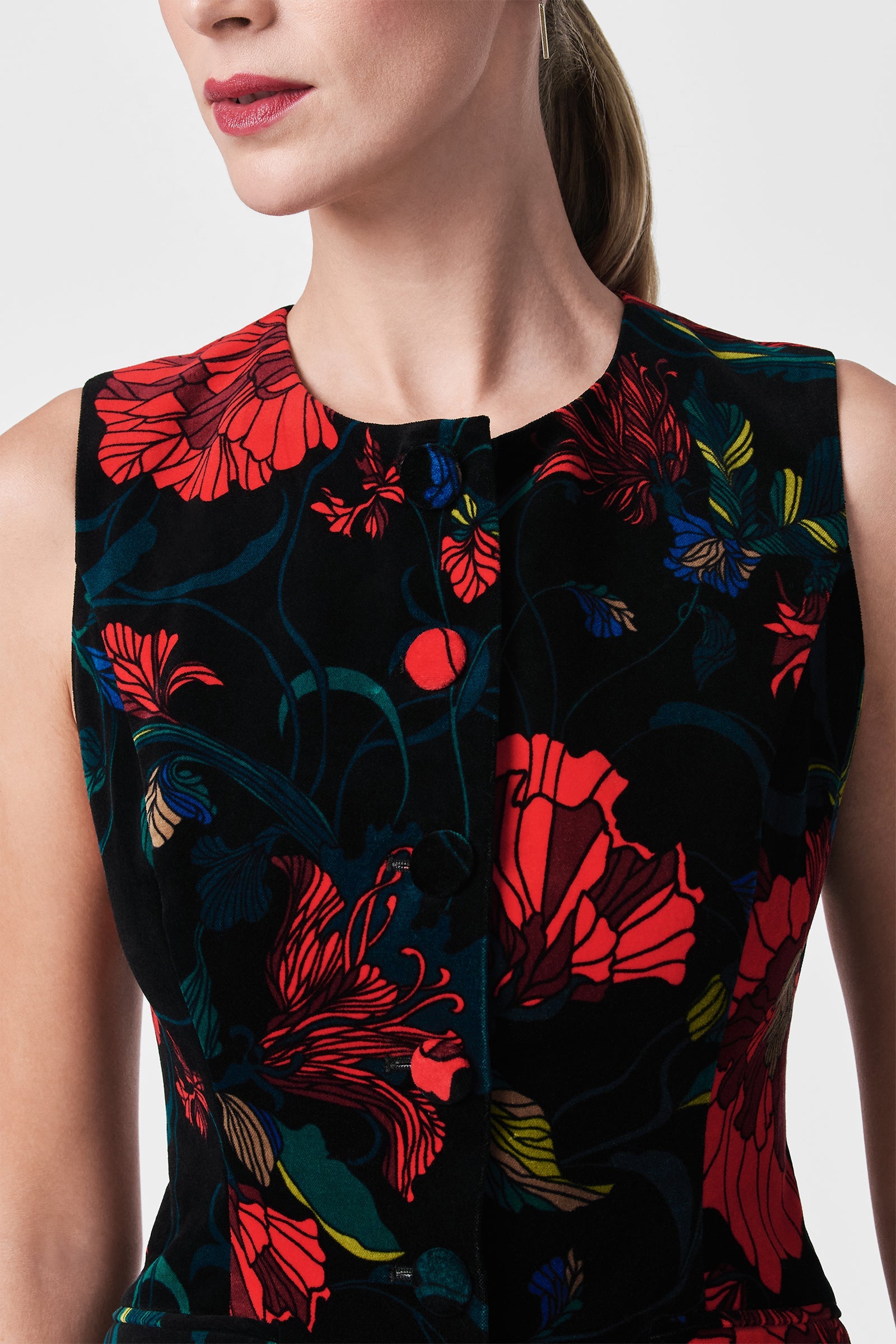 Kary Printed Velvet Vest