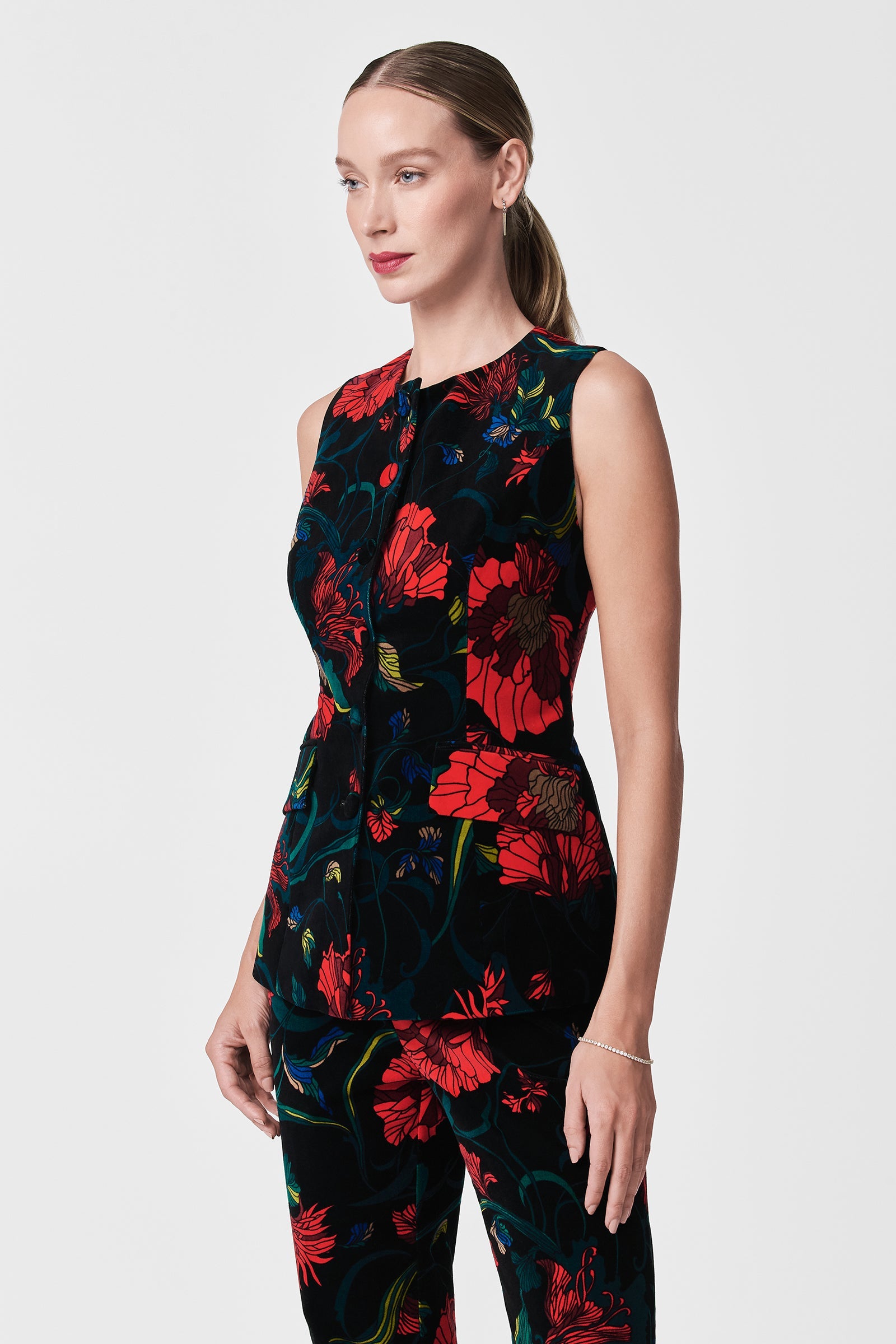 Kary Printed Velvet Vest