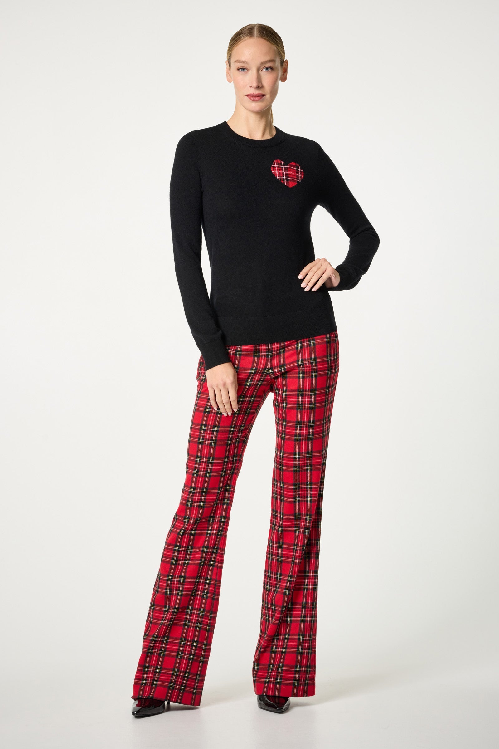 Plaid Heart Crewneck Sweater
