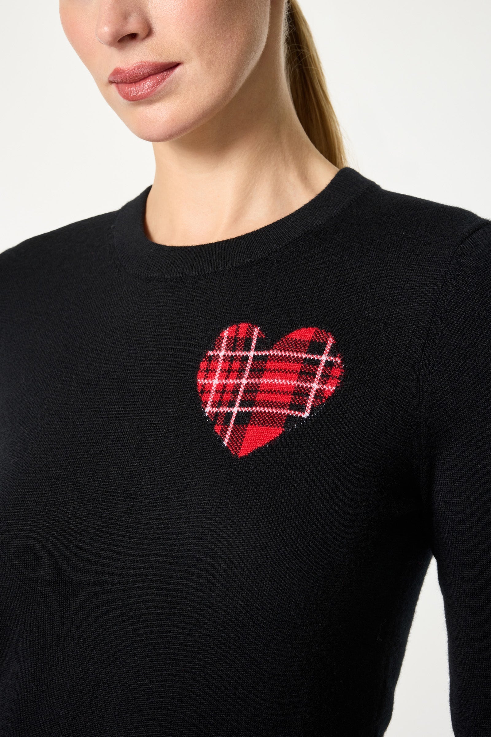 Plaid Heart Crewneck Sweater