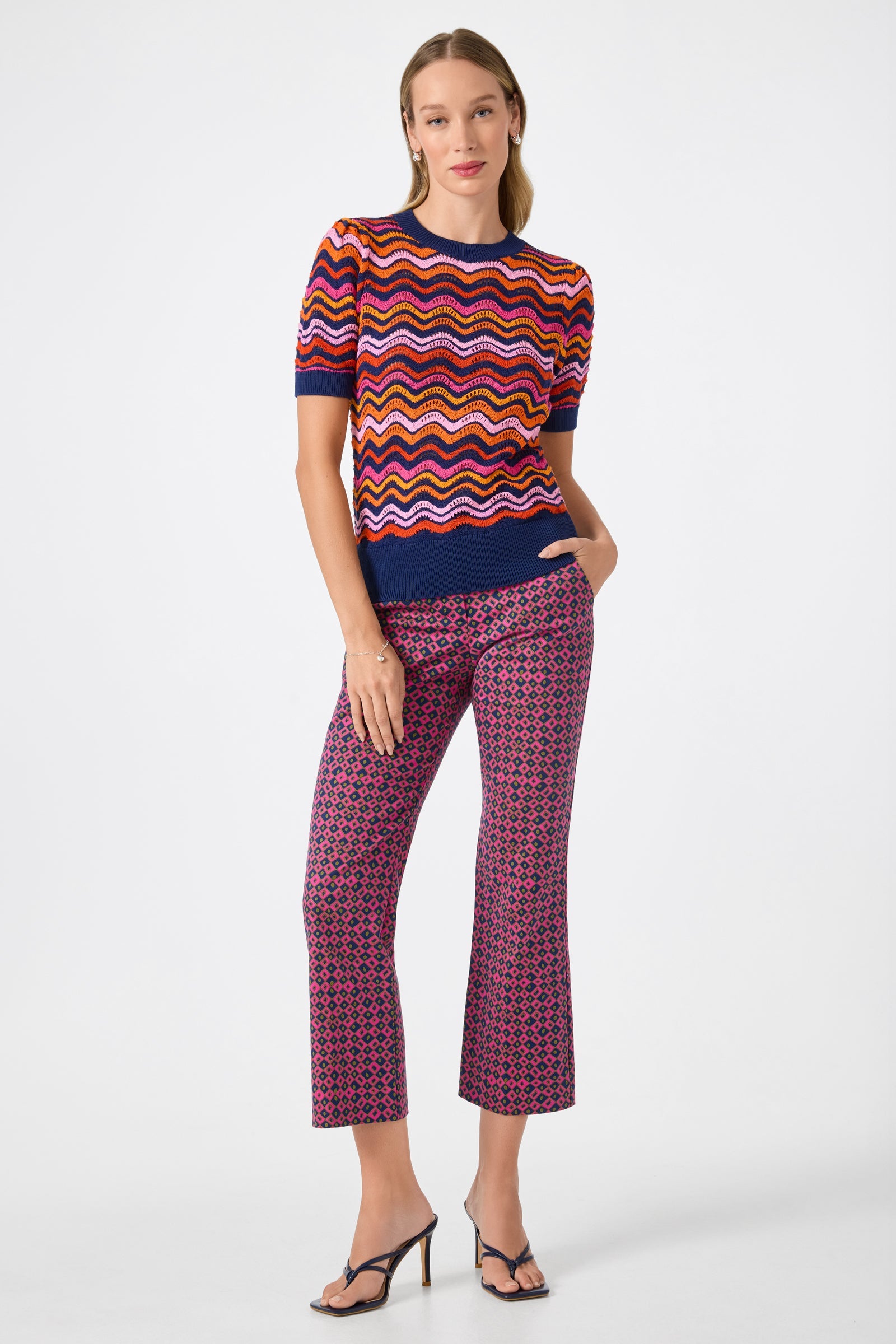 Lulu Cropped Pant - Himari Herringbone