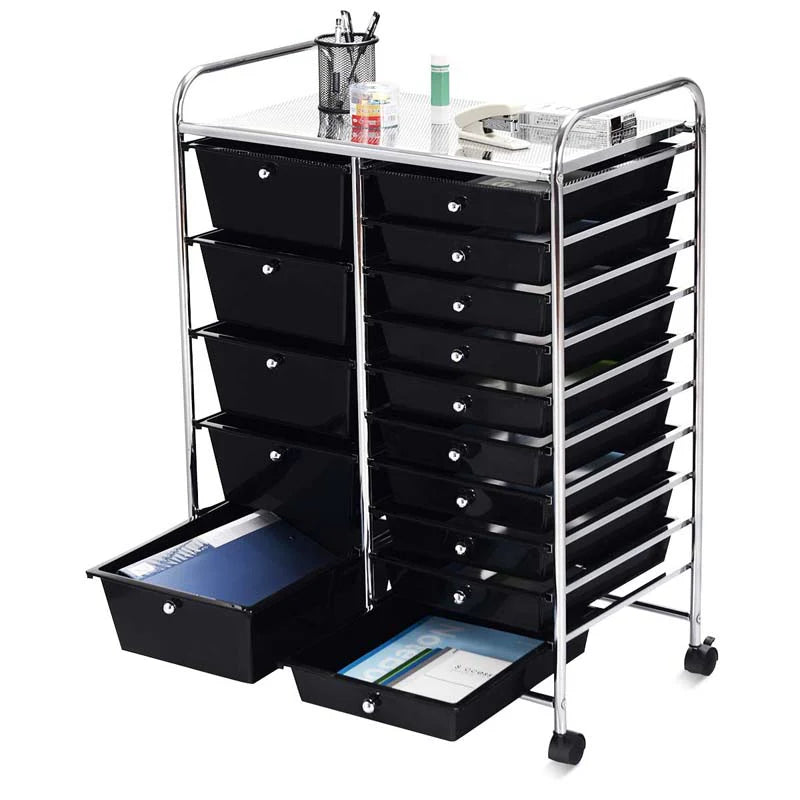 15 Drawer Storage Drawer Cart Tools Scrapbook Paper Organizer Cart Office School Utility Cart Rolling Storage Cart With Wheels - Durable Tools For Home Projects