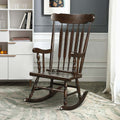 Solid Wood Glossy Finish Rocking Chair, Indoor &amp; Outdoor Rocker for Porch Patio Backyard