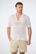 Triston Short-Sleeve Crochet Polo