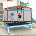 3 In 1 6Ft Rectangle Kids Trampoline With Swing Amp Horizontal Bar Astm Approved Small Trampoline Wsafety Net