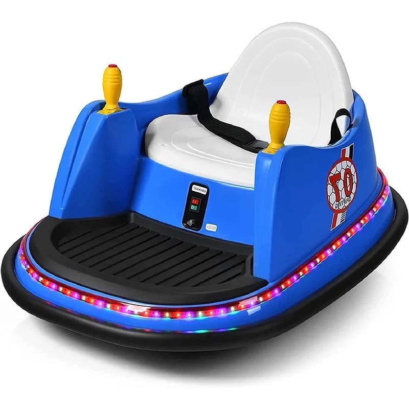 6V Kids Ride On Bumper Car 360 Degree Spin Race Toy With Dual Joysticks Flashing Led Light Remote Control