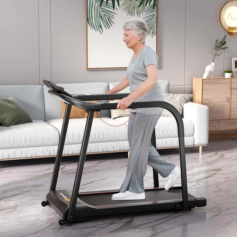 25 Hp Walking Treadmill For Senior With Long Handrail 300 Lbs Capacity Recovery Fitness Exercise Machine For Home With Pulse Sensors