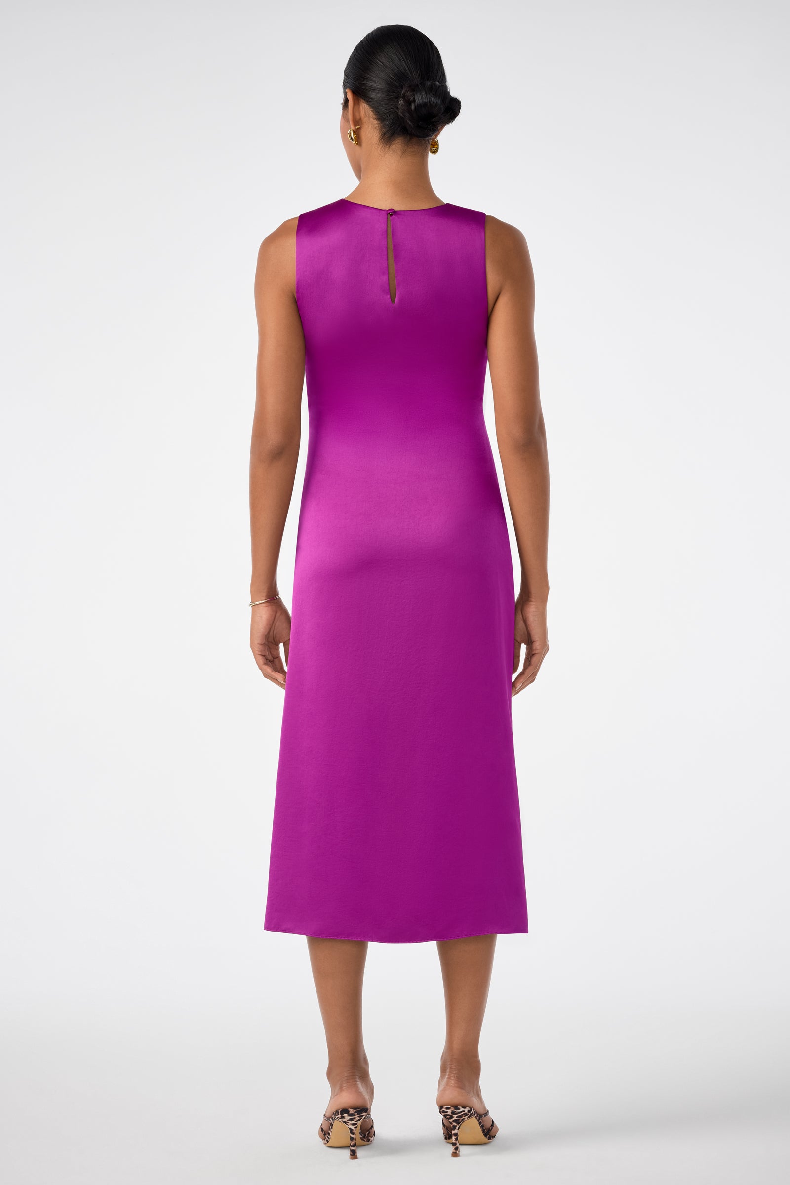 Chestnut Ruched Midi Dress