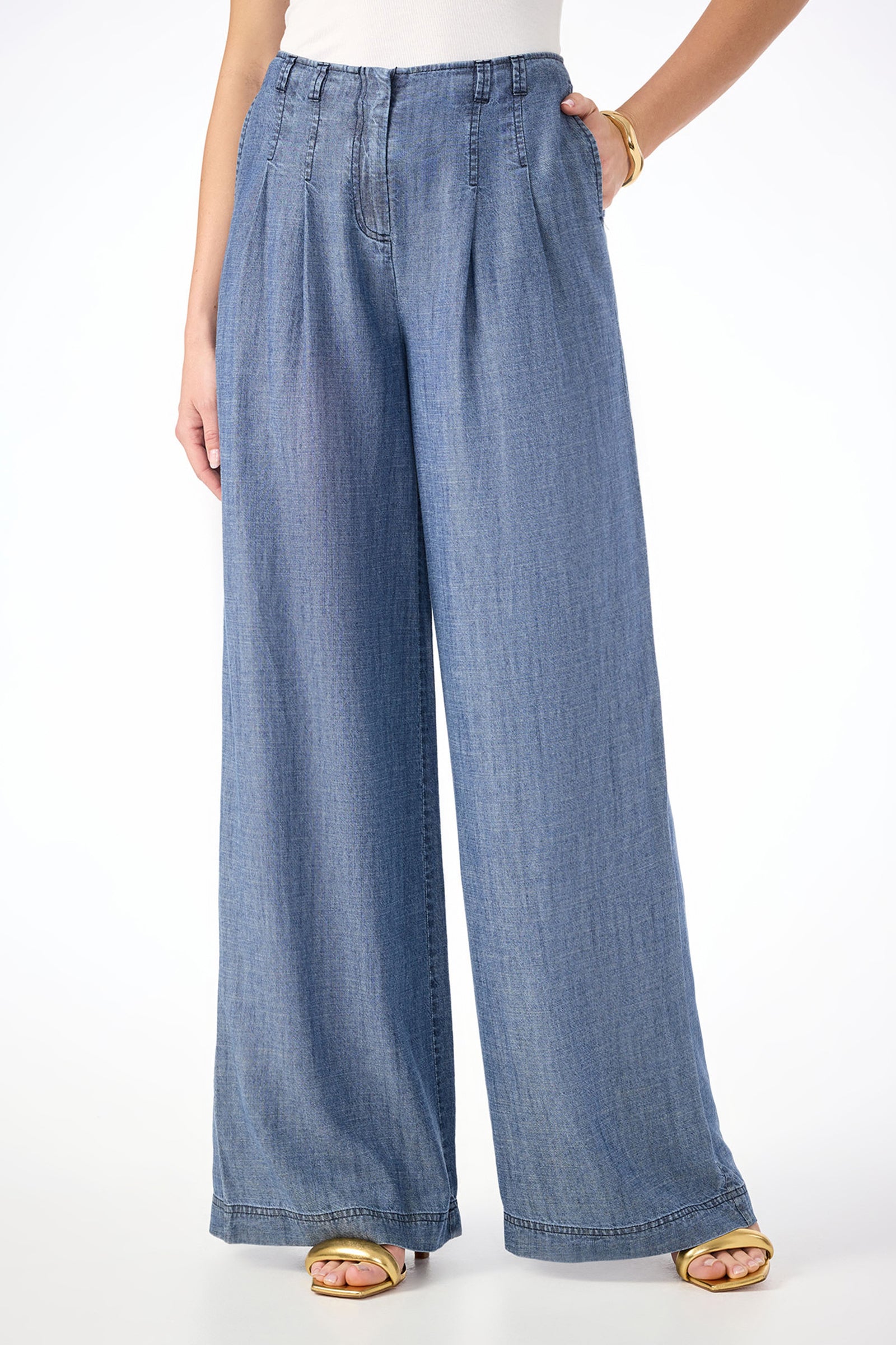 Dans Wide-Leg Chambray Pant