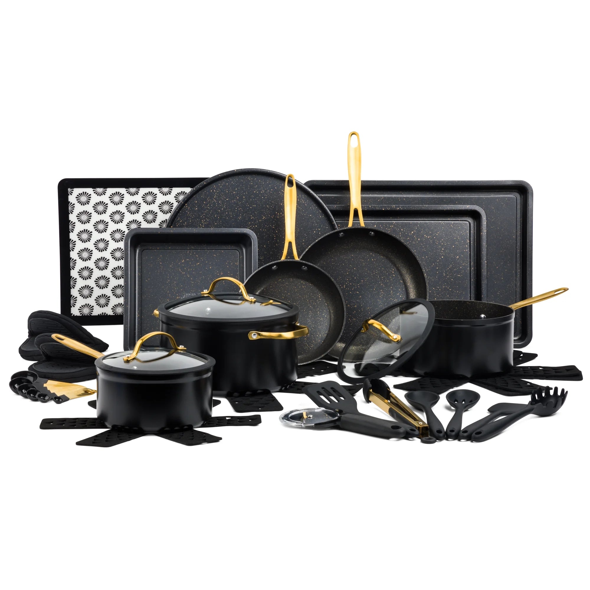 Thyme &amp; Table 32 Piece Cookware &amp; Bakeware Non Stick Set, Black