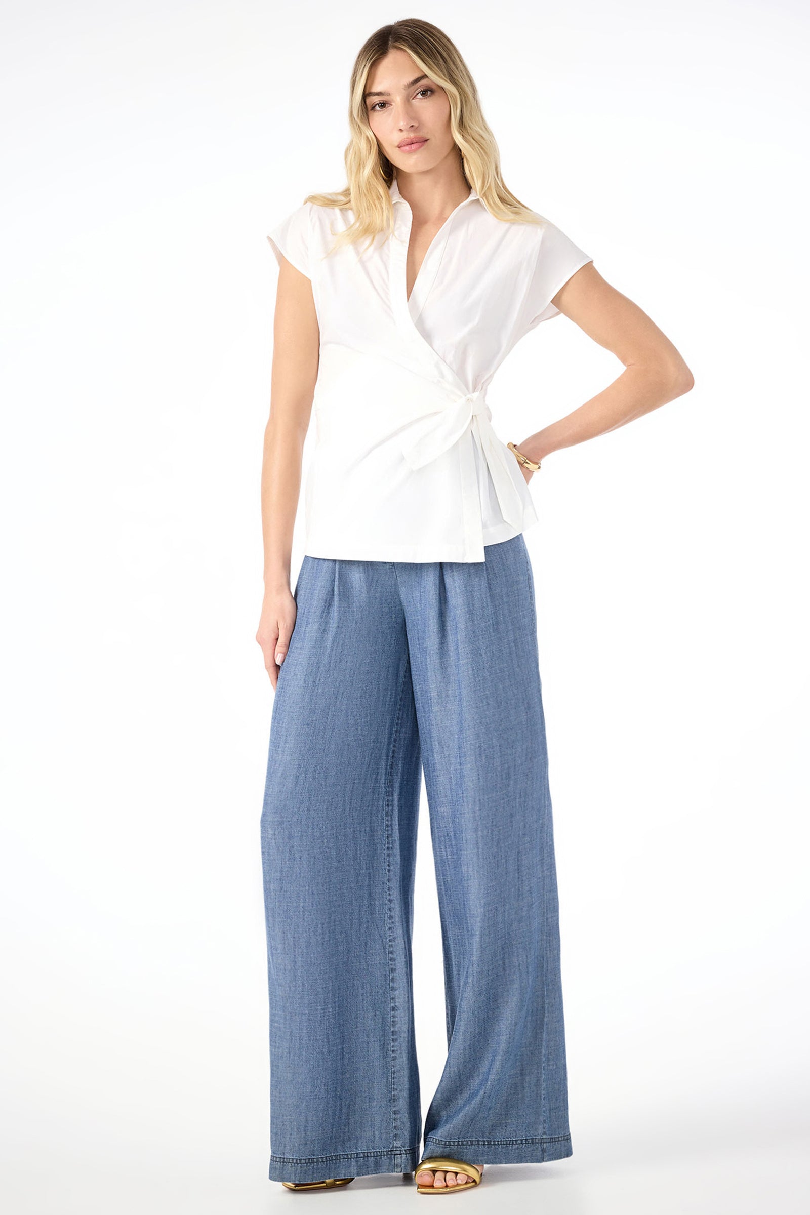 Dans Wide-Leg Chambray Pant