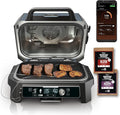 Premium XL Outdoor Grill &amp; Smoker, Bluetooth, App Enabled, 7 in 1 Master Grill, BBQ Smoker, Outdoor Air Fryer, Woodfire Technology, 2 Built In Thermometers, Black