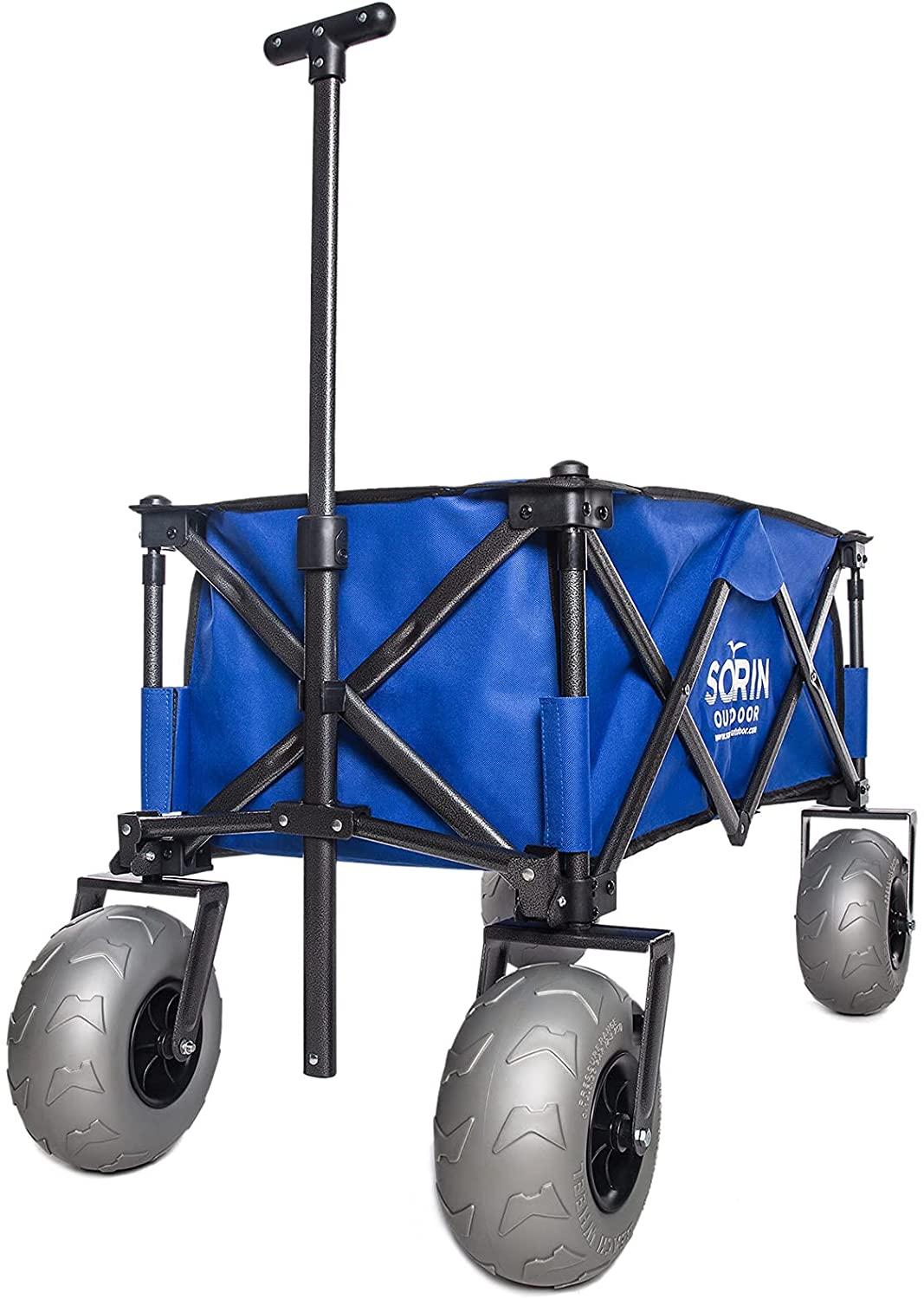 Sorin Outdoor Heavy Duty Foldable Beach Cart with Balloon Wheels &ndash; Easy Setup, Durable Fabric, Versatile Use for Sand and Camping