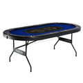 Barrington 10 Player Blue Poker Table with Metal Frame, No Assembly Needed