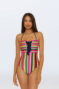 Bandeau One-Piece Swimsuit - Splash Stripe