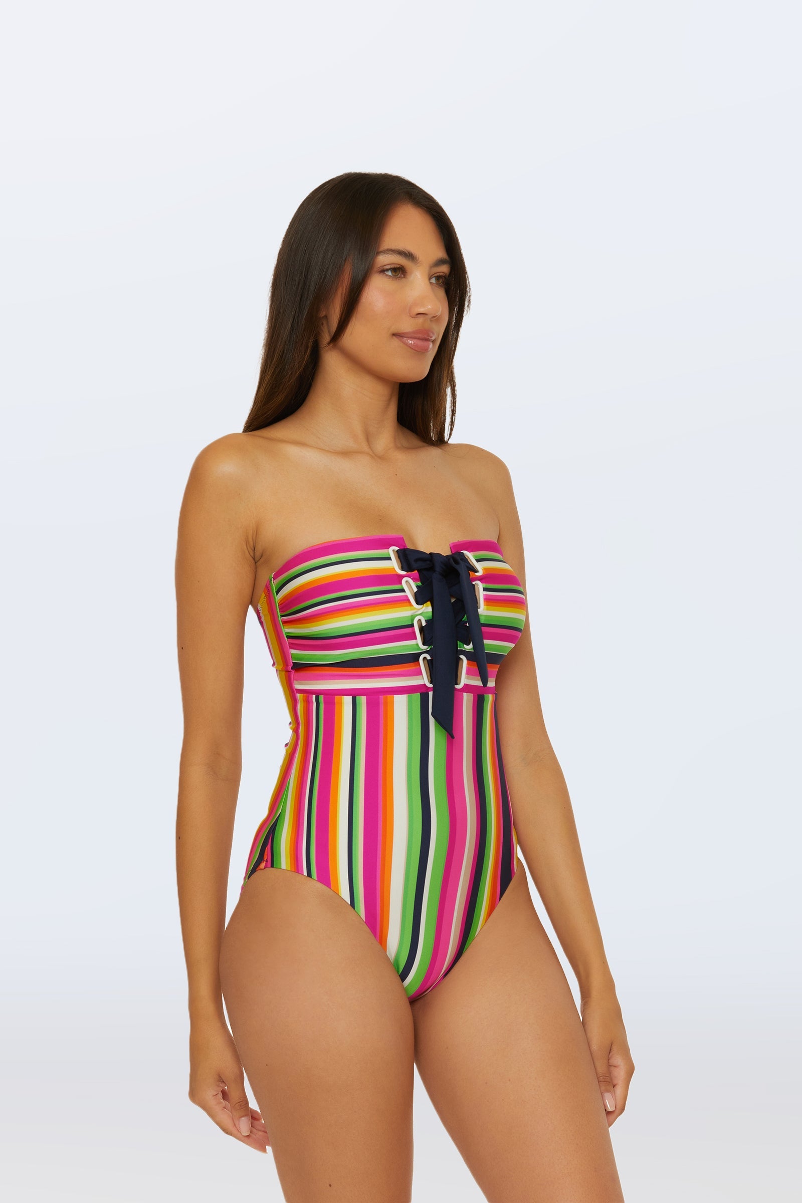 Bandeau One-Piece Swimsuit - Splash Stripe