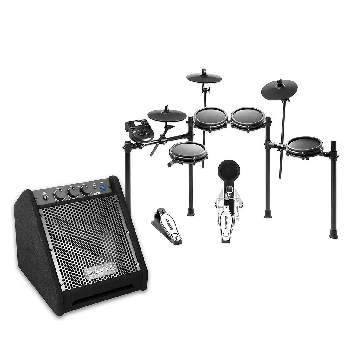 Alesis Nitro Mesh Electronic Drum Kit with DA25 Amp, Dual Zone Snare, 8&prime;&prime; Mesh Toms, 10&prime;&prime; Cymbals, 25W Amp