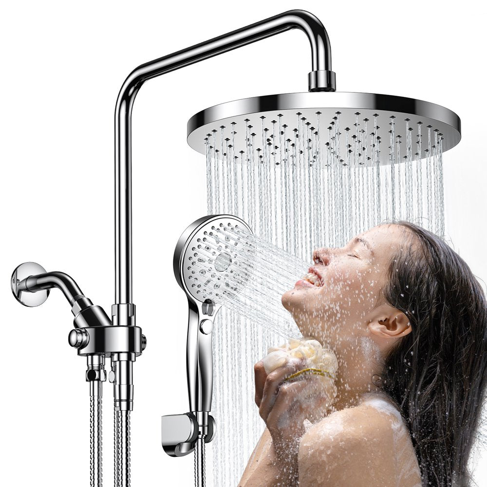 Ambicasa Luxury Dual Showerhead Combo, 10" Rainfall Shower Head &amp; 5" Handheld High Pressure Shower Head