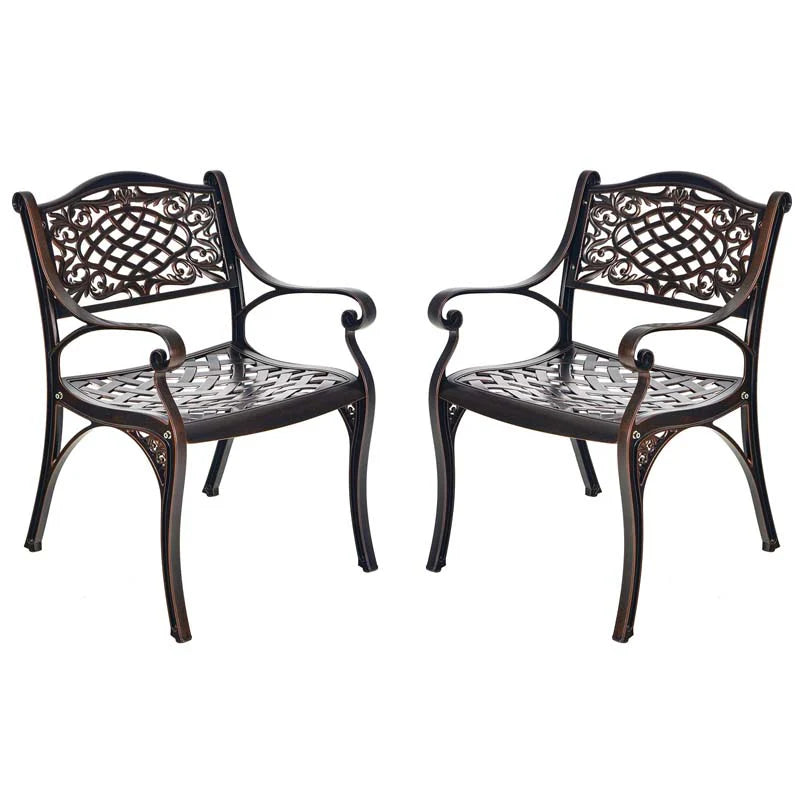 24Pcs All Weather Cast Aluminum Chairs With Armrests Amp Curved Seats Outdoor Dining Chairs Patio Bistro Armchairs - Comfortable And Ergonomic Design