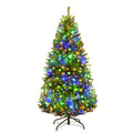 Premium Hinged Prelit Artificial Christmas Tree With Multi Color Led Lights 11 Lighting Modes Metal Stand
