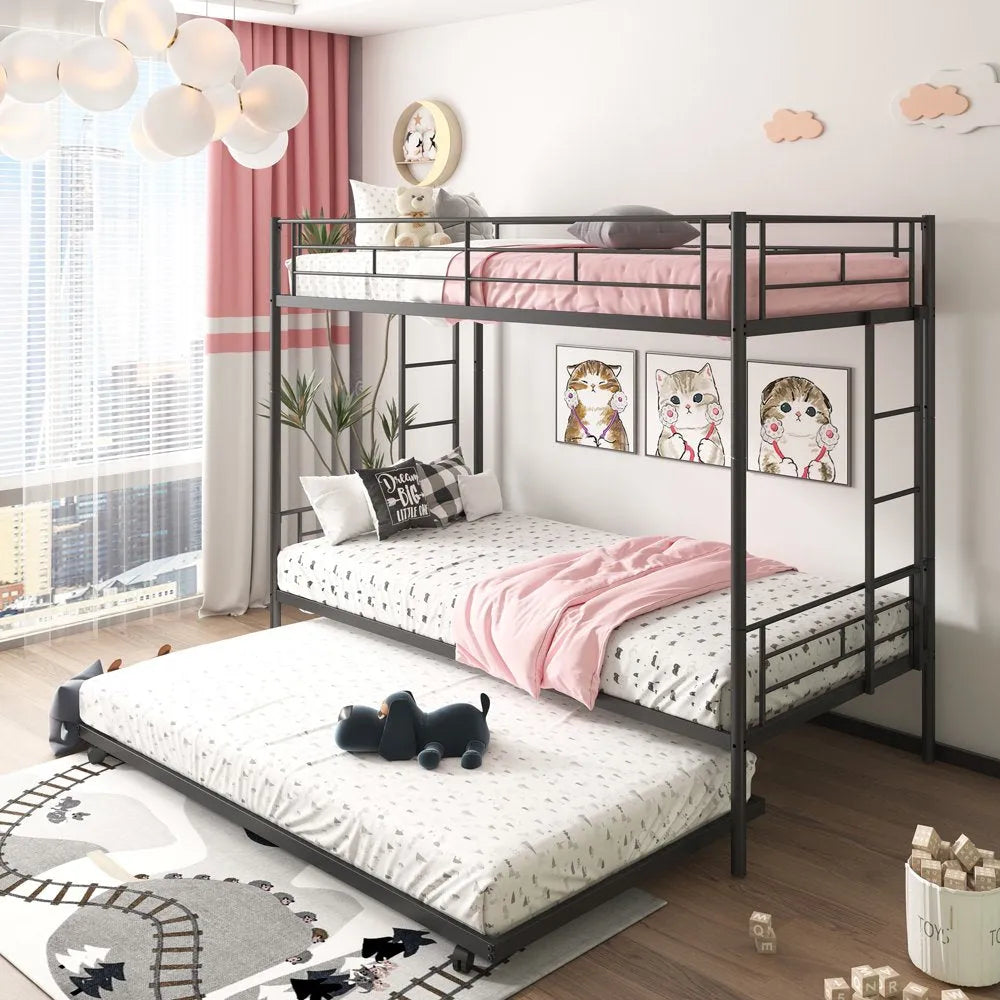 Segmart Metal Twin Bunk Beds with Trundle Bed for Kids Adults Teens